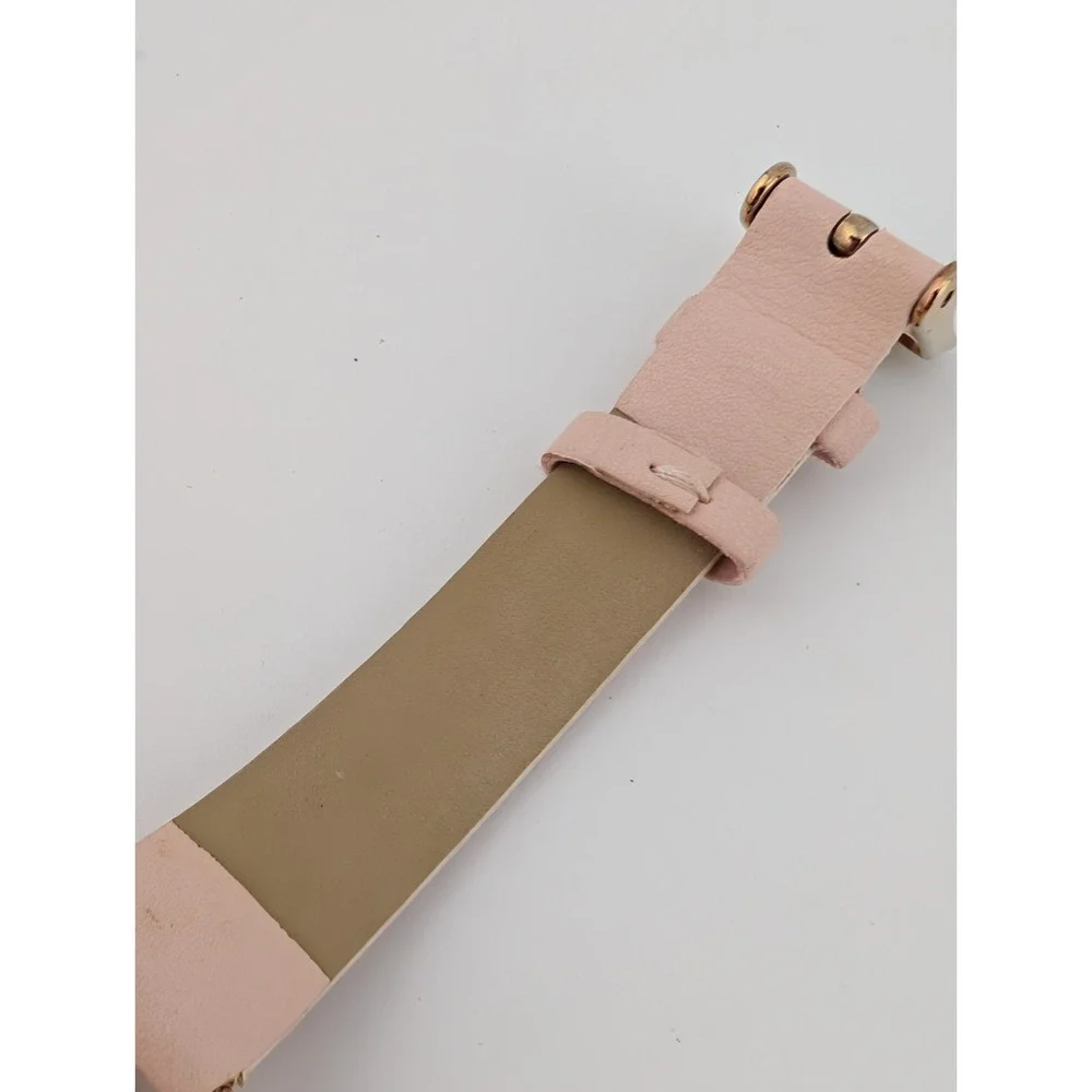 Adrienne Vittadini Watch Women 34mm Case Pink Faux Leather Band- New Battery‎